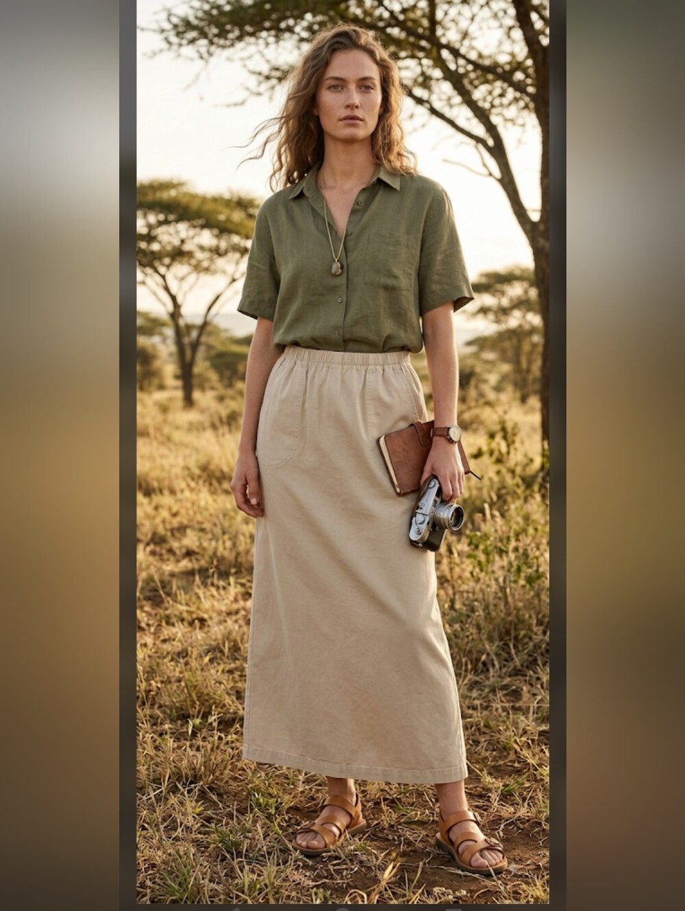 Denim & Co Denim Maxi Skirt M Beige Tan Granola Neutral Nature #1111